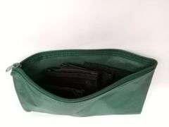 Set of 4 Nylon Zipper Bags & Pouches, Green - for School, Money, Makeup