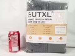 EUTXL, Fabric Shower Curtain With Snap-in Liner, Black, 71"W x 74"H