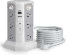 Passus Multi-Socket Power Strip Tower w/USB Ports & Night Light