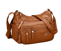 Women's Soft Leather Large Capacity Shoulder Bag – Brown 12" x 8"