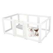 Everfront Acrylic Expandable Pet Playpen – White 10-Panel 23.6"H