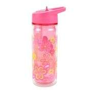 Your Zone Tritan Flower Plastic Water Bottle with Lid & Straw – Pink 14 oz