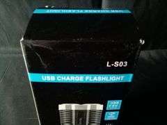 USB Charge Camping Flashlight – Black/Silver L-S03
