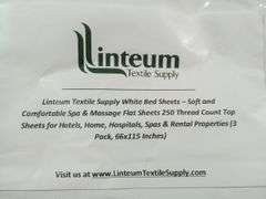 Linteum Textile Supply White Bed Sheets – 66" x 115" 250TC 3 Count