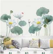 Huge Wall Decal, Lotus Flower & Dragonfly, Peel & Stick, Removable, 71"x35",