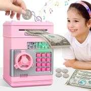 Number Bank Girls Piggy Bank ATM Machine with Password – Pink