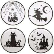 Whimsical Halloween Charger Plates Set – Black/White 4 Piece