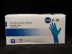 Lot of 10 STOP C-19 Nitrile Exam Glove – Blue Size: M 100/Box