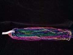Lot of 10 Round Bead Metallic Mardi Gras Beads – Assorted Colors