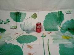 Huge Wall Decal, Lotus Flower & Dragonfly, Peel & Stick, Removable, 71"x35",