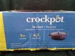Crock-Pot Artisan Enameled Cast Iron Braiser with Lid – 5 Quart