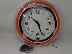 Double Ring Neon Wall Clock, Orange