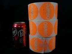 Lot of 3 Jumbo Label Stickers Roll – Round Orange