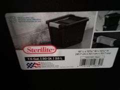Sterilite Stacker Tote – Black 7.5 Gal. 18"L x 12-5/8" x 13-1/4"H