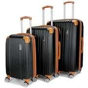 Cosbarn Carry On Hardside Spinner Luggage Set – Black/Brown 3-Piece