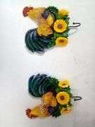 Set Of 2 Rooster Hooks, Brown