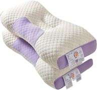 Lot of 2 Ufist Memory Foam Pillows, Ergonomic, Cream/Lilac, Standard 27"x17"