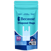 Because, Incontinence Disposal Bags, 8" x 5" x 16", 50 Count