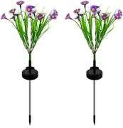 Solar LED Daisy Flower Lights Stake – Purple 3 Count