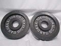 Lot of 2 Cast Iron Barbell Weight Plates – Grey 10lbs (4.5 Kilos) each