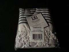 DII Navy Stitched Stripe Fouta Towel with Fringe Detail – 39" x 71"