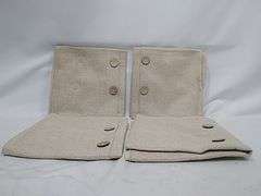 Lot of 4 Burlap Linen Throw Pillow Covers with Buttons – Beige
