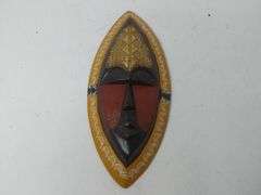Embossed Brass and Hand Carved Wood African Mask, "A Peace Blessing ...