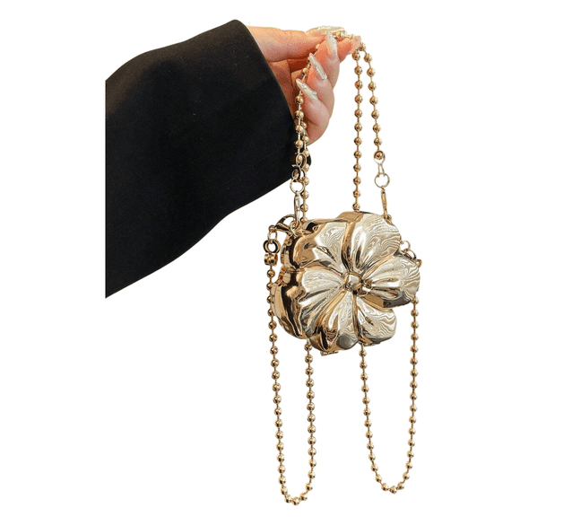 Fashion Mini Flower Clutch Bag – Gold