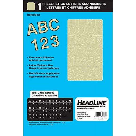 Headline, Helvetica Metallic Gold Vinyl Lettering, Capital Letters, 1"