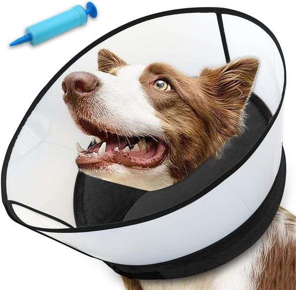NoarWin, Soft Inflatable Dog Cone Collar, Grey, Large