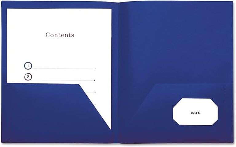Pack of 10 - Universal, 2 Pocket Plastic Folders, 11" x 8.5", Navy Blue