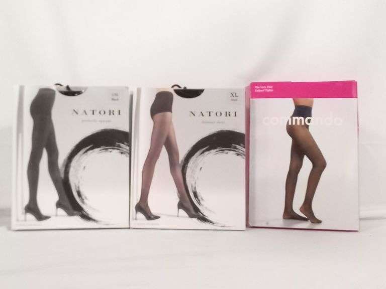 Assortment of 3 Natori Stockings & Commando Fishnet Tights – Black Size: L/XL