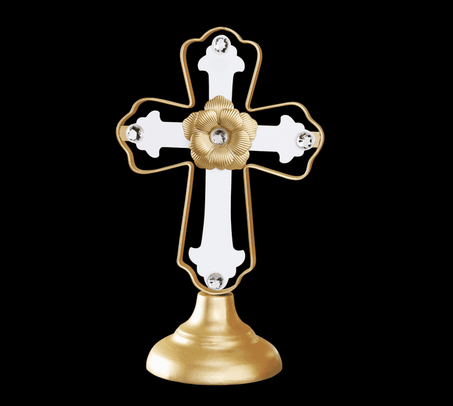 Crystal Delight Cross, 24K gold plated, 10", Golden