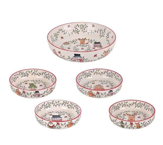 Temptations by Tara Seasonal Christmas Ceramic Bowls – 32 oz 5 Count