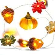 Thanksgiving String Lights, Pumpkins, Leaves & Acorns Fall Decor