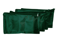 Set of 4 Nylon Zipper Bags & Pouches, Green - for School, Money, Makeup