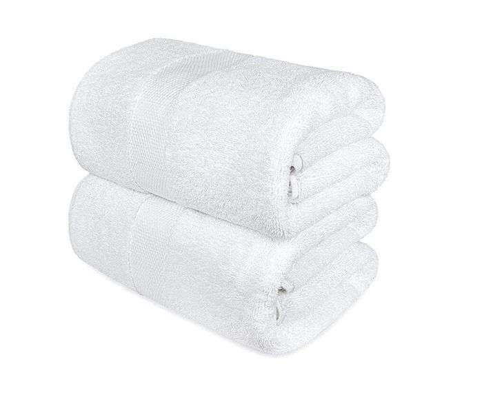 Lot of 6 Precise Textiles, Cotton Bath Towel, 56", White