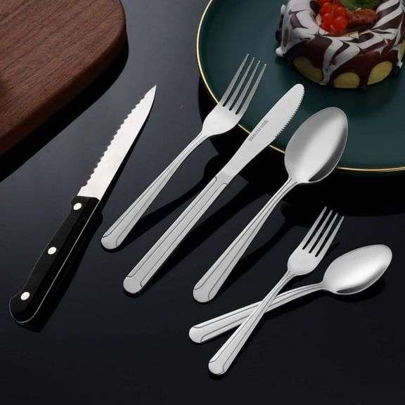 Bestdin Stainless Steel Silverware Set with Steak Knives – 72 Pcs