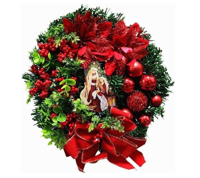 Holy Family Artificial Christmas Wreath for Front Door Window