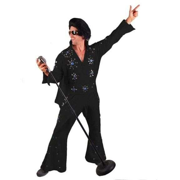 Western Fashion Rock 'N' Roll Elvis Jeweled Jumpsuit Cape Costume – Size: M 4220