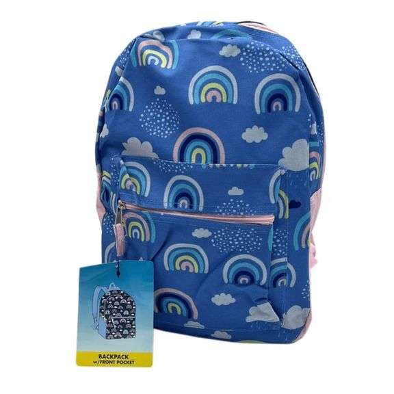 Moda West, Rainbow Briefcase Backpack, 15" x 11" x 4", Blue