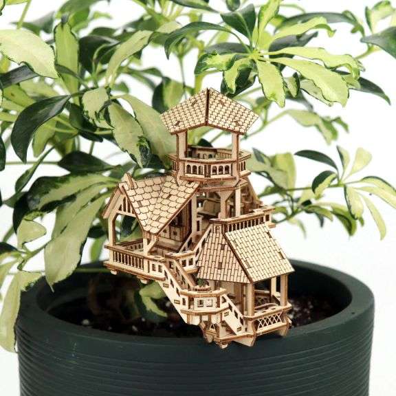 Tiny Treehouses, Forest Cottage DIY Model Kit, Medium, 168 Pieces