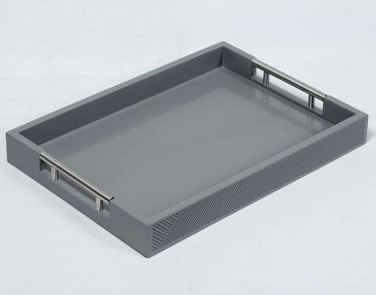 Rectangular Serving Tray with Handles – Gray 20"