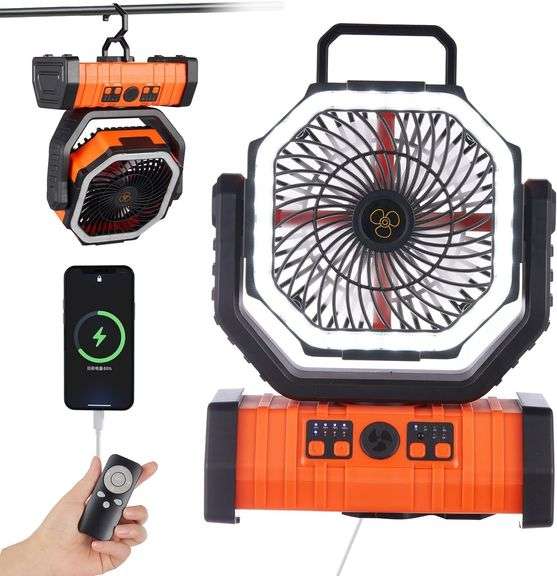 Minnie Portable Rechargeable Outdoor Fan – Orange/Black