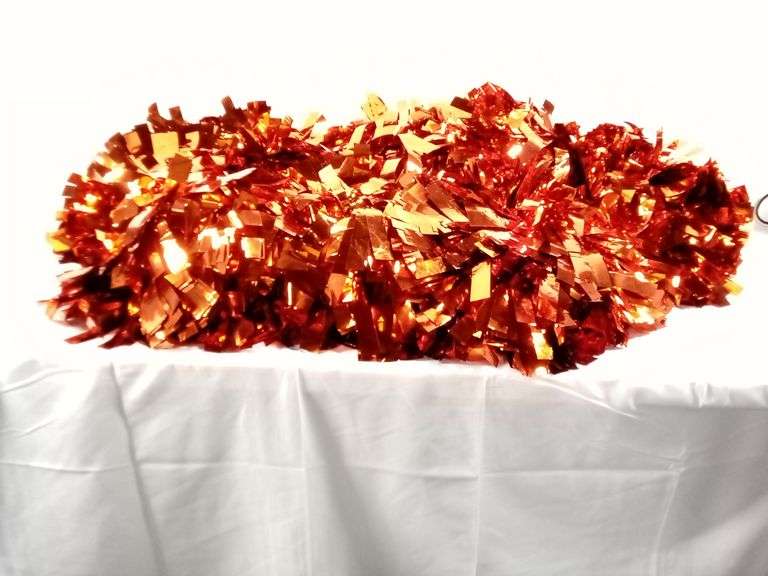 Lot of 12 Cheerleader Lightweight Bright Color Pom Poms – Metallic Gold Orange