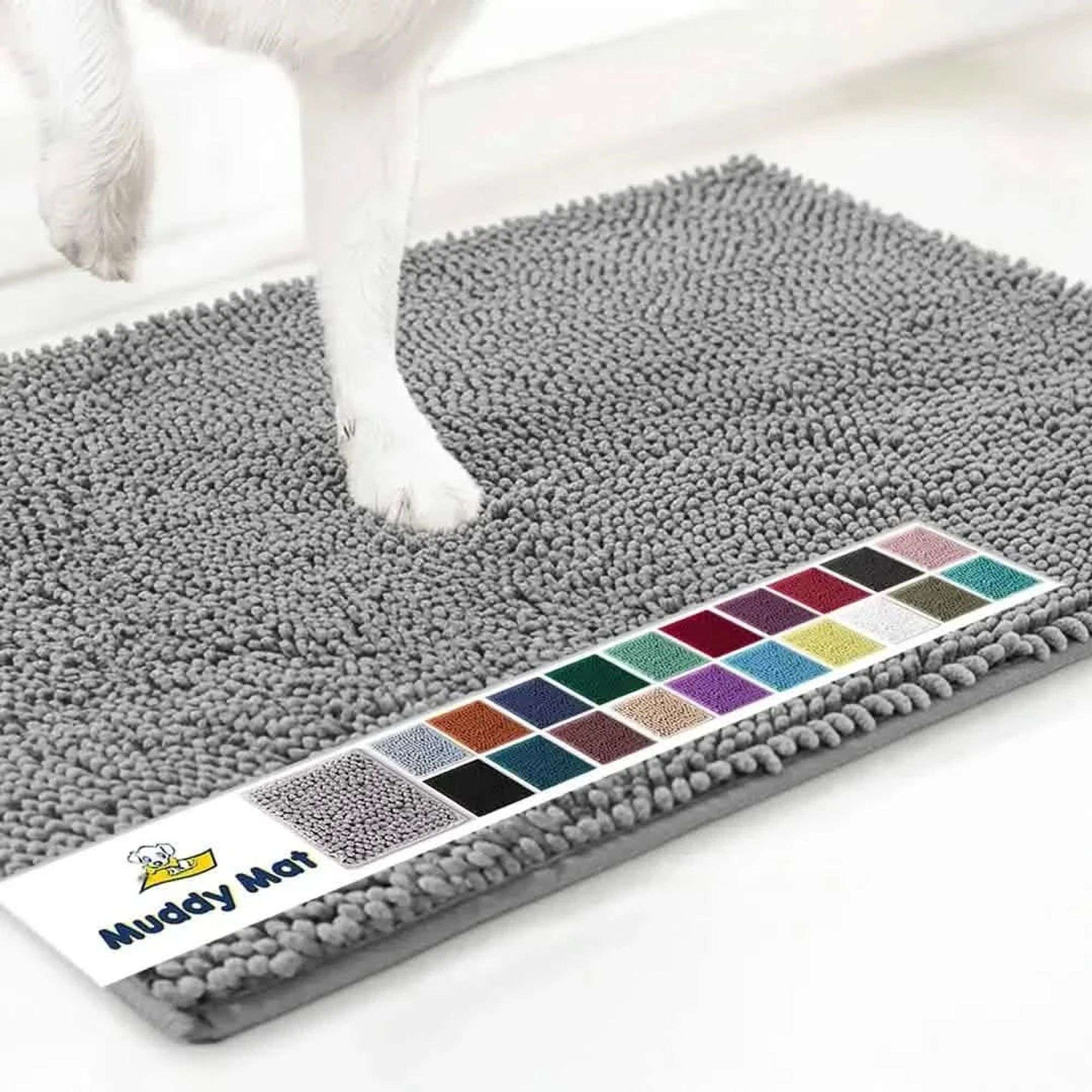 Muddy Mat Super Absorbent Microfiber Chenille Door Mat, Grey 30