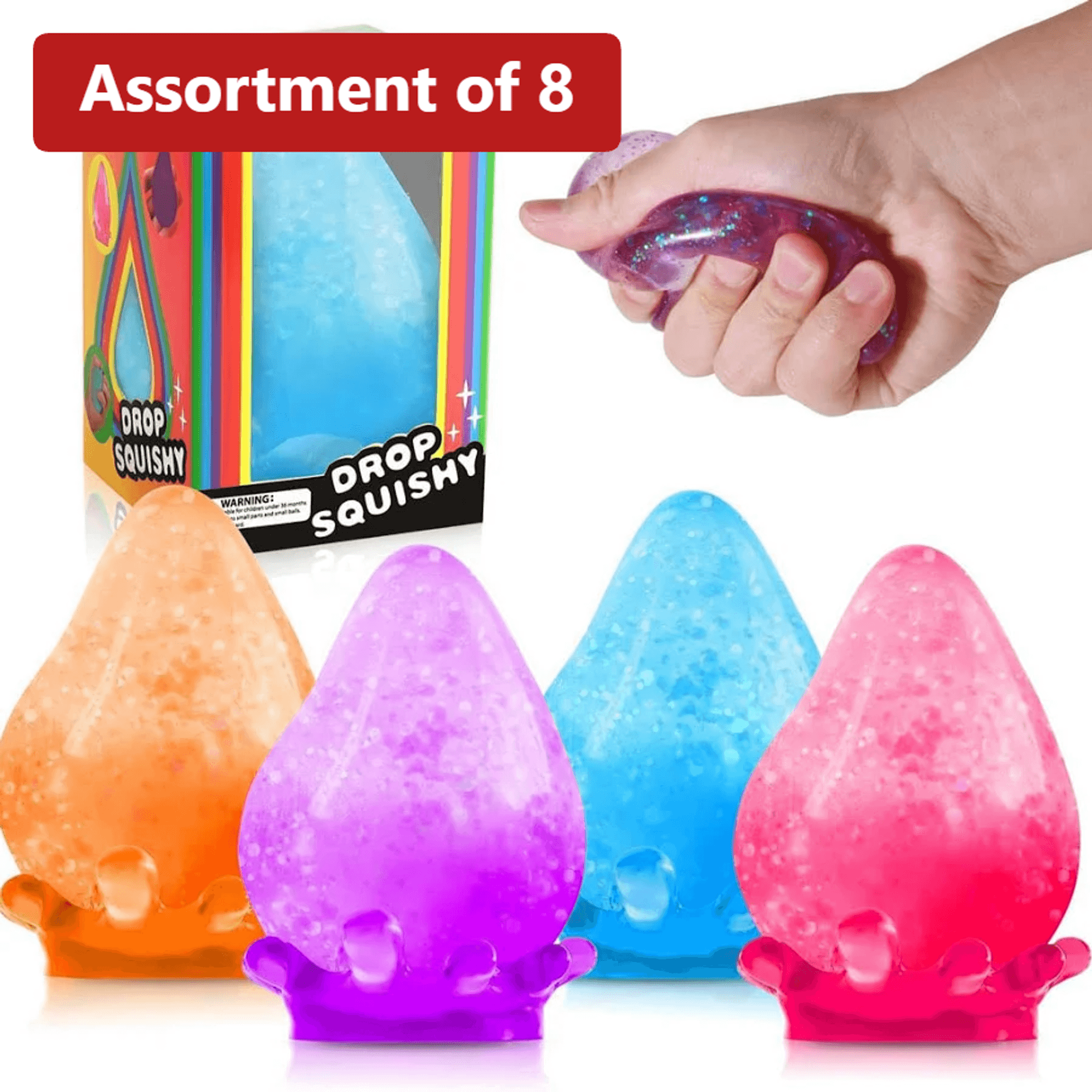 Assortment of 8 Drop Squishy Sensory Squeeze Toys - Dutch Goat