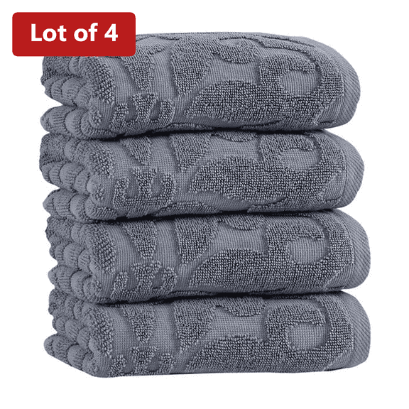 Lot of 4 Ozan Premium Home Patchouli 100% Cotton Grey Bath Towels